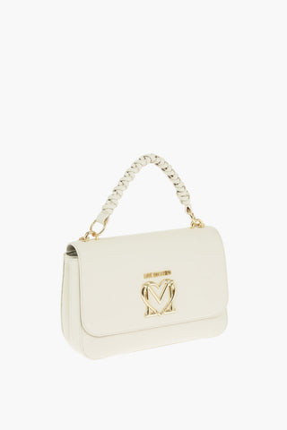 LOVE Braided Handle Faux Leather Bag with Chain Shoulder Strap
