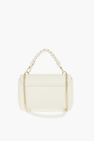 LOVE Braided Handle Faux Leather Bag with Chain Shoulder Strap