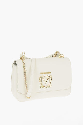 LOVE Braided Handle Faux Leather Bag with Chain Shoulder Strap