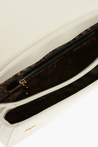 LOVE Braided Handle Faux Leather Bag with Chain Shoulder Strap