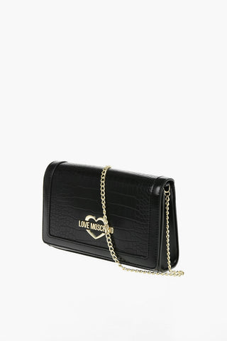 LOVE Faux Leather Crossbody Bag with Crocodile Effect