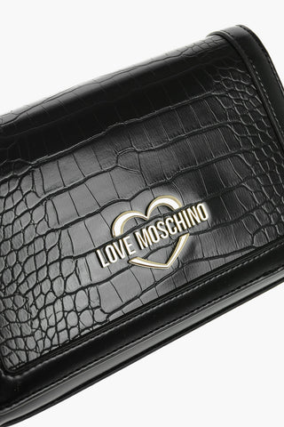 LOVE Faux Leather Crossbody Bag with Crocodile Effect