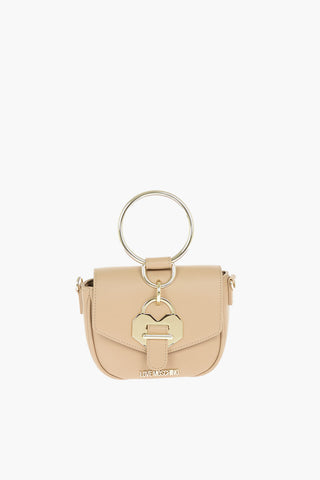 LOVE Faux Leather Golden Handle Bracelet Bag with Removable Shoulder Strap