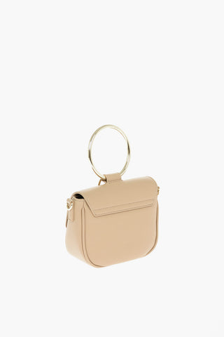 LOVE Faux Leather Golden Handle Bracelet Bag with Removable Shoulder Strap