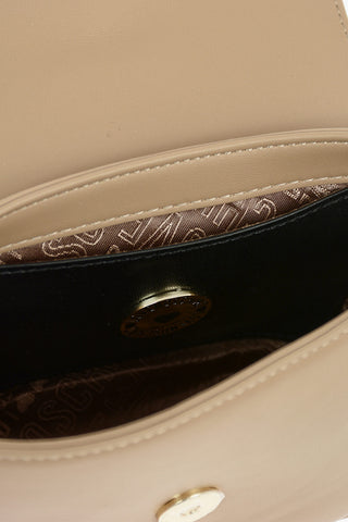 LOVE Faux Leather Golden Handle Bracelet Bag with Removable Shoulder Strap