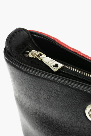 LOVE Two-Tone Faux Leather Tote Bag with Quilted Heart and Chain