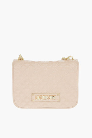 LOVE Quilted Eco-Leather Shoulder Bag with Embossed Logo