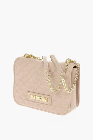 LOVE Borsa a Spalla in Ecopelle Trapuntata con Logo in Rilievo