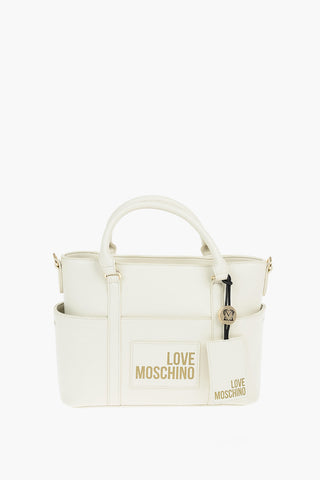 LOVE Logo Printed Faux Leather Tote Bag