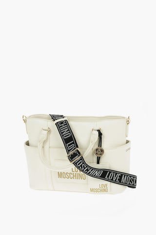 LOVE Logo Printed Faux Leather Tote Bag