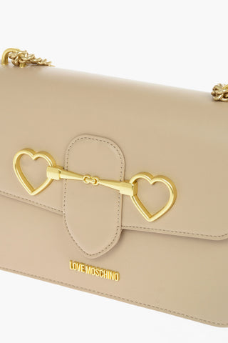 LOVE Borsa a Spalla in Ecopelle con Maxi Mosetto a Cuore Dorato