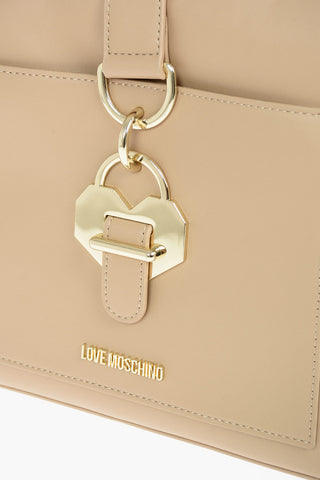 LOVE Golden Detail Faux Leather Hobo Bag