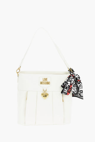 LOVE Faux Leather Shoulder Bag with Shape Heart and Removable Foulard