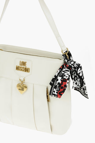 LOVE Faux Leather Shoulder Bag with Shape Heart and Removable Foulard