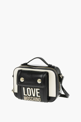 LOVE Golden Logo Two-Tone Faux Leather Crossbody Bag