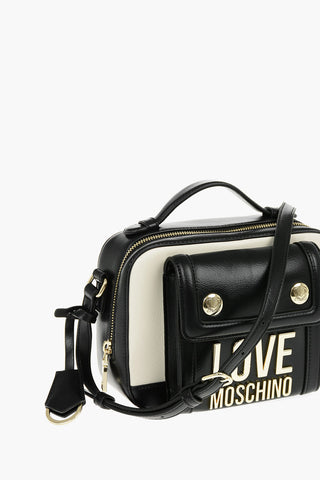 LOVE Golden Logo Two-Tone Faux Leather Crossbody Bag