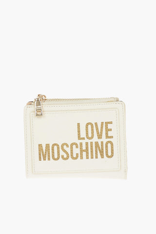 LOVE Logo Printed Faux Leather Wallet with Double Zip