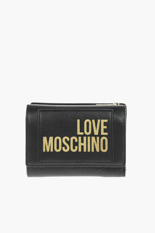 LOVE Textured Faux Leather Wallet with Logo-Print