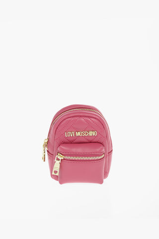 LOVE Faux Leather Quilted Backpack Shape Charm for Bag