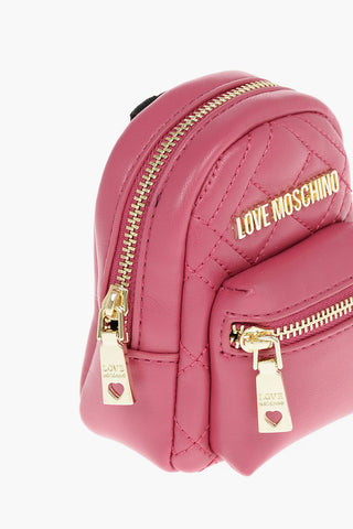 LOVE Faux Leather Quilted Backpack Shape Charm for Bag