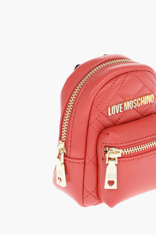 LOVE Faux Leather Quilted Backpack Shape Charm for Bag