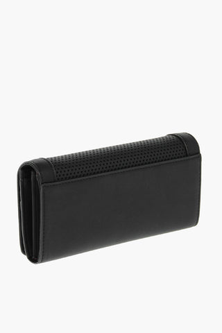 LOVE Perforated Faux Leather Wallet with Front Logo