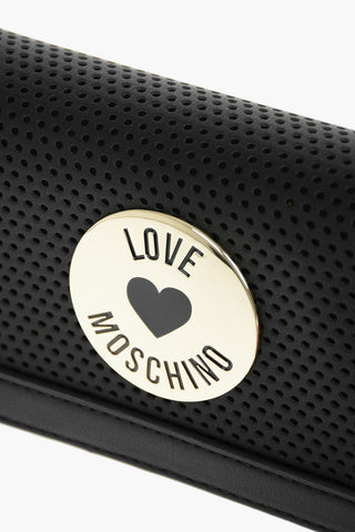 LOVE Perforated Faux Leather Wallet with Front Logo