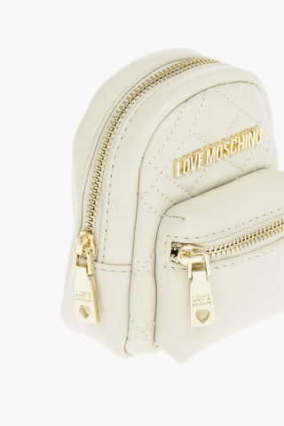 LOVE Faux Leather Quilted Backpack Shape Charm for Bag