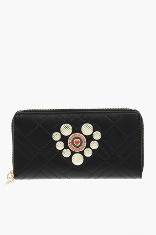 LOVE Quilted Faux Leather Wallet with Golden Heart Detail 