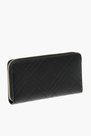 LOVE Quilted Faux Leather Wallet with Golden Heart Detail 