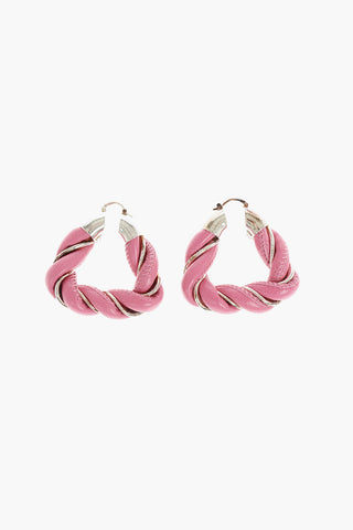 Soft-leather Silver FOLD TRIANGLE Hoop Earrings