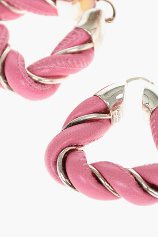 Soft-leather Silver FOLD TRIANGLE Hoop Earrings