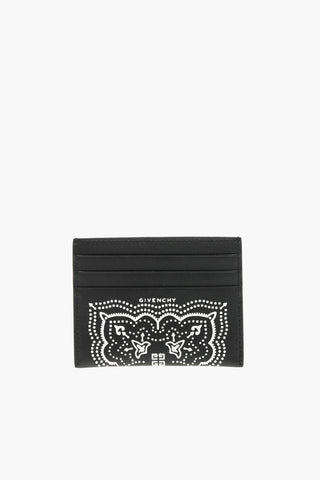 Leather Card Holder with Geometric Intarsio Design
