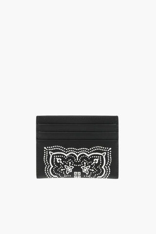 Leather Card Holder with Geometric Intarsio Design