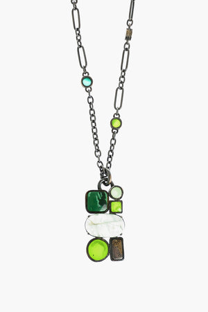 Chain Maxi Necklace with fluorite Pendent