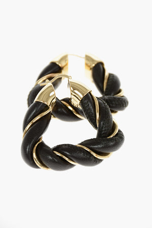 Woven Leather Triangle Earrings