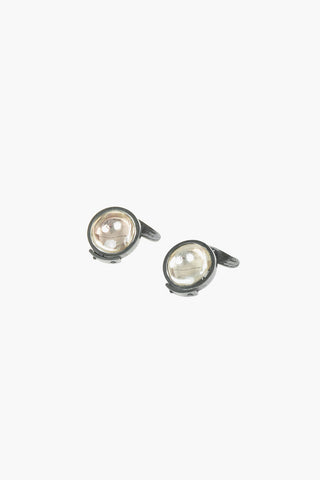 Oxidized Silver and polished Pebble Cufflinks