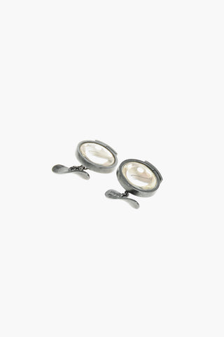 Oxidized Silver and polished Pebble Cufflinks