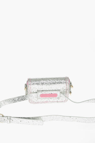 Mini Marsupio Glitterato con Logo in Rilievo