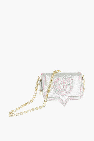 Mini Marsupio Glitterato con Logo in Rilievo