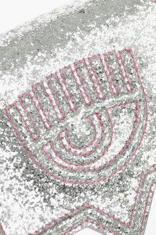 Mini Marsupio Glitterato con Logo in Rilievo