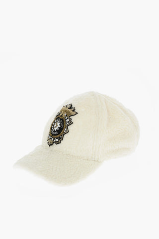 Faux Fur Cap With Golden Embroidery
