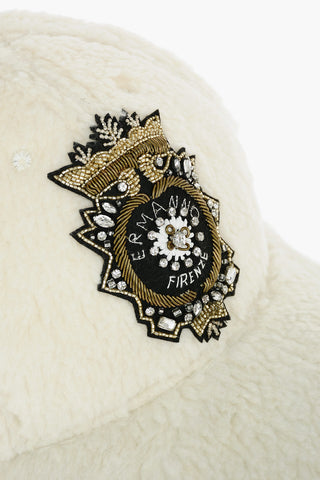 Faux Fur Cap With Golden Embroidery