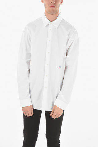 Camicia A maniche Lunghe Con logo Ricamato