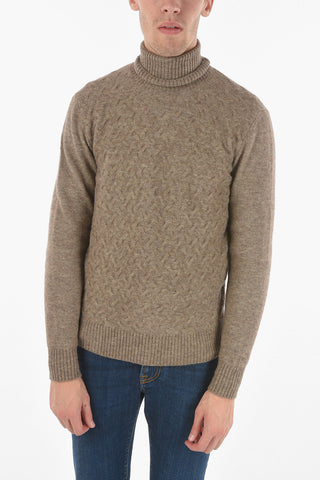 Pullover a Collo Alto in Misto Lana Aran