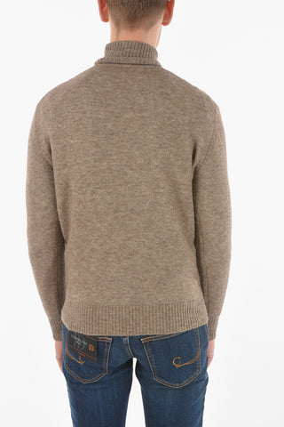 Pullover a Collo Alto in Misto Lana Aran