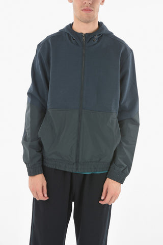 ZZEGNA Felpa in Cotone e Nylon con Cappuccio e Zip Frontale