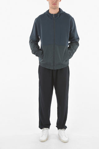 ZZEGNA Felpa in Cotone e Nylon con Cappuccio e Zip Frontale