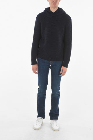 Crossneck Aran Cashmere Hooded Pullover