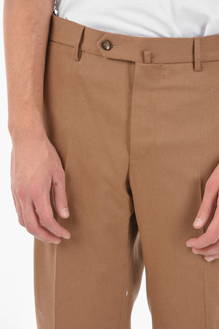 Stretchy Virgin Wool Twill Straight-leg Pants